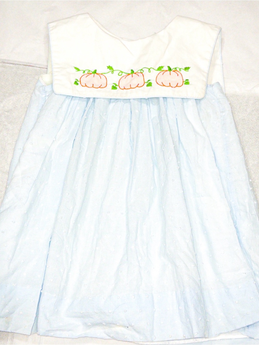 Classic Light Blue Smocked Pumpkin Dress for Girls